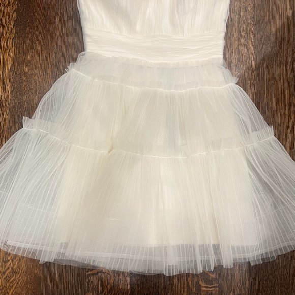 NWT BCBGMAXAZRIA Strapless Tiered Tulle White Mini Dress US 6 - Picture 6 of 10
